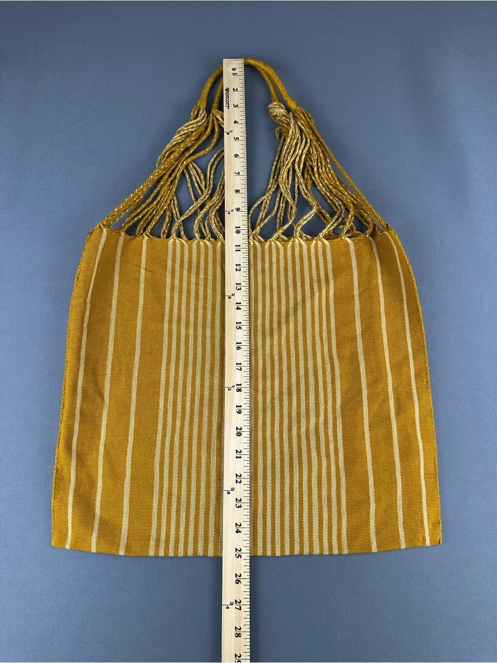 Mustard Yellow Striped Women’s Tote Bag 100% Cotton